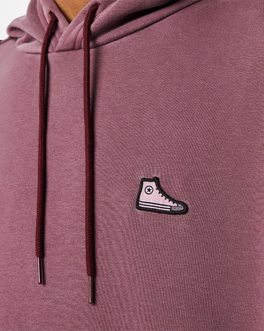 Women's Converse Go-To Sneaker Patch Loose Fit Pullover Hoodie Purple | AU C5139X